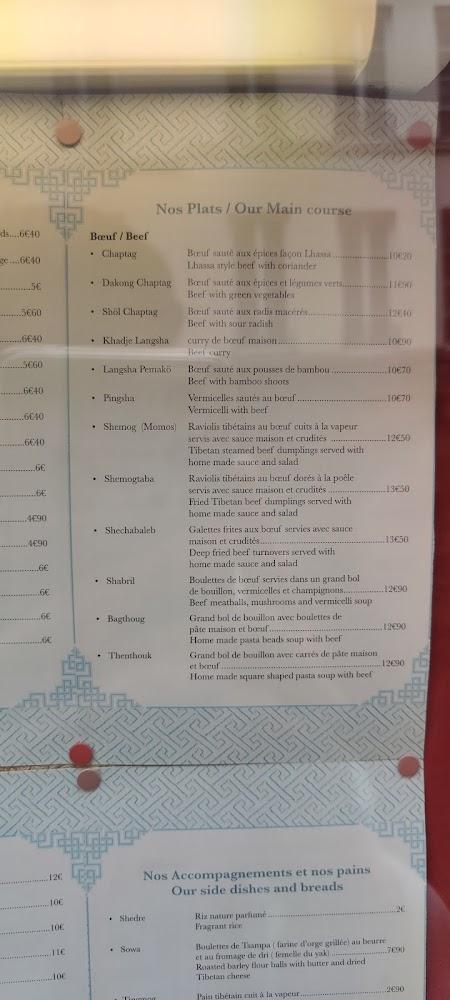 Lhassa Restaurant tibétain - Menu Image 1